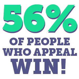 Text reading "56% of people who appeal win!"