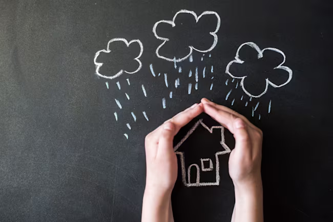 clouds over a house which is protected from the rain