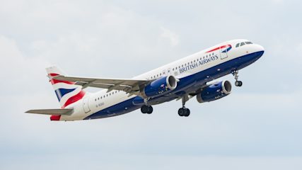 A British Airways aeroplane taking off