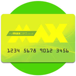Illustration of a Max Card with a sixteen-digit number across its front.