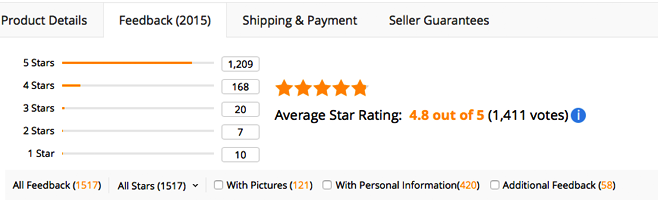 AliExpress seller reviews