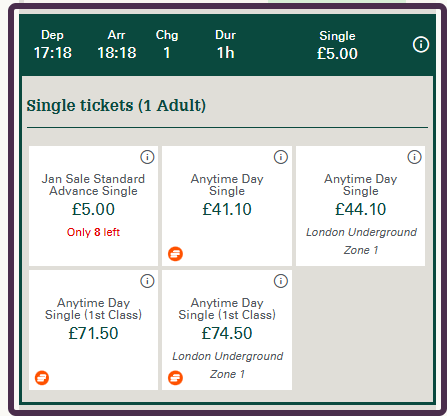 An example of a GWR discounted fare