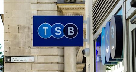 A TSB bank branch sign.