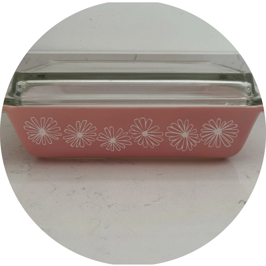 Vintage Pyrex Pink Daisy Casserole Dish