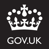 Gov.uk logo, which is a crown with 'GOV.UK' underneath, both in white on a black background.