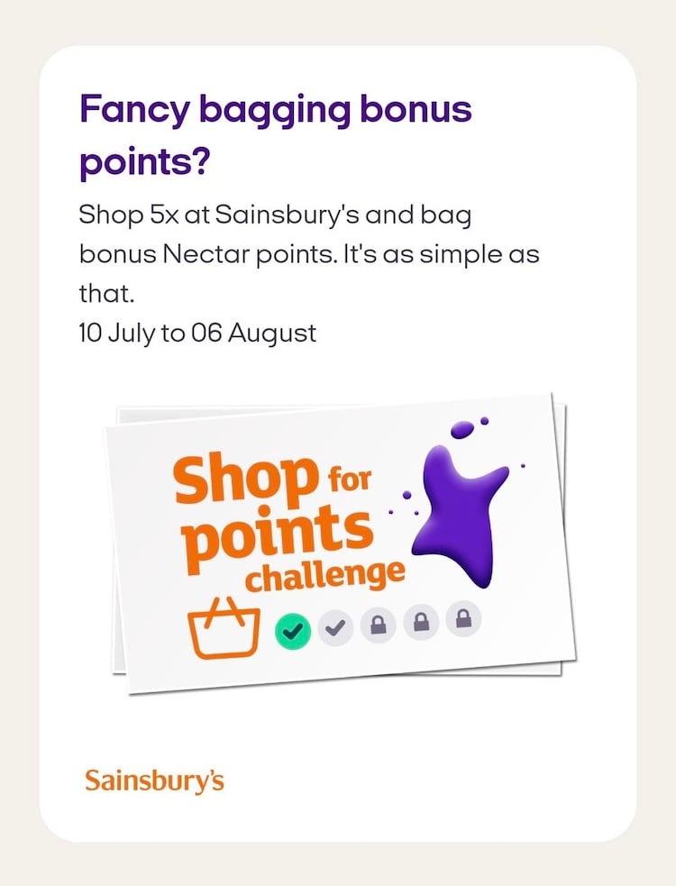 Screenshot from the Nectar app on iOS, showing a digital 'tile' with the words 