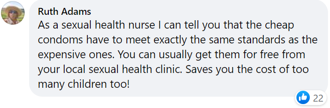 Ruths Facebook comment says that all condoms have to meet the same standards - so you could use the free ones from your local sexual health clinic.