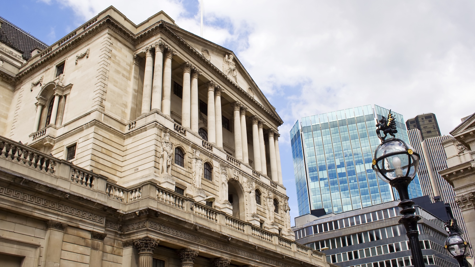 Front of the Bank of England in central London