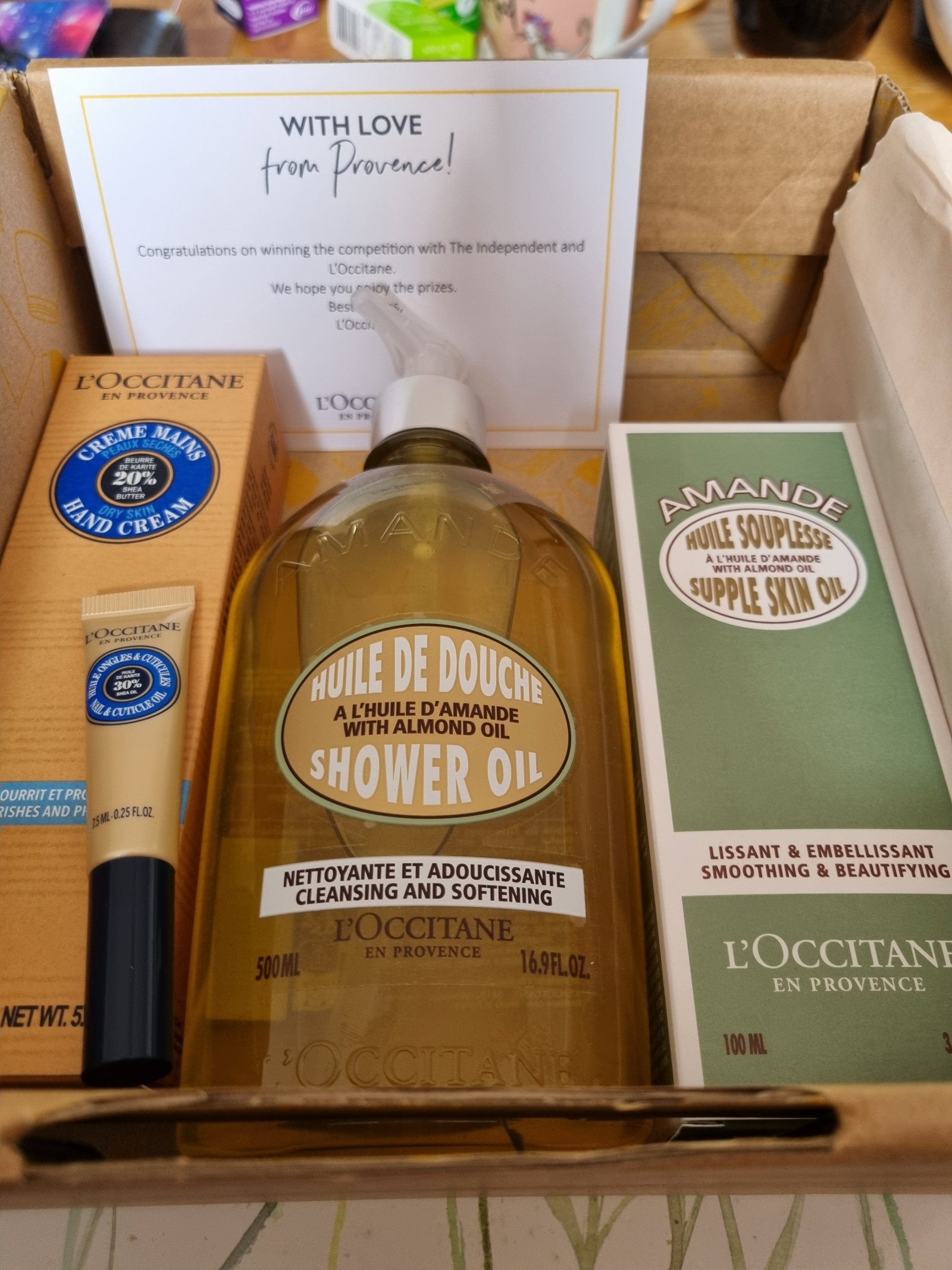 Prize bundle from L'Occitane