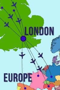 flying from outside London to Europe