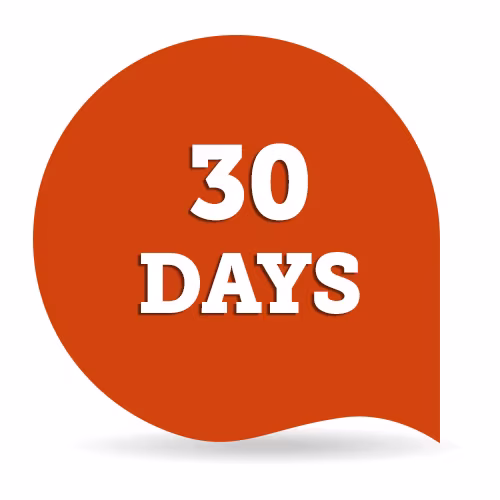 Speech bubble reading "30 days".