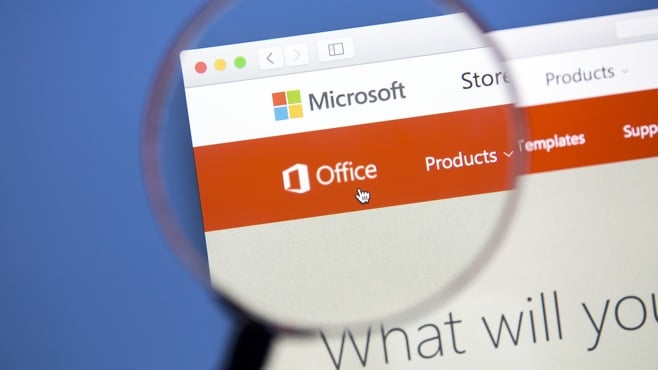 Magnifying glass over the corner of a screenshot of Microsoft Office