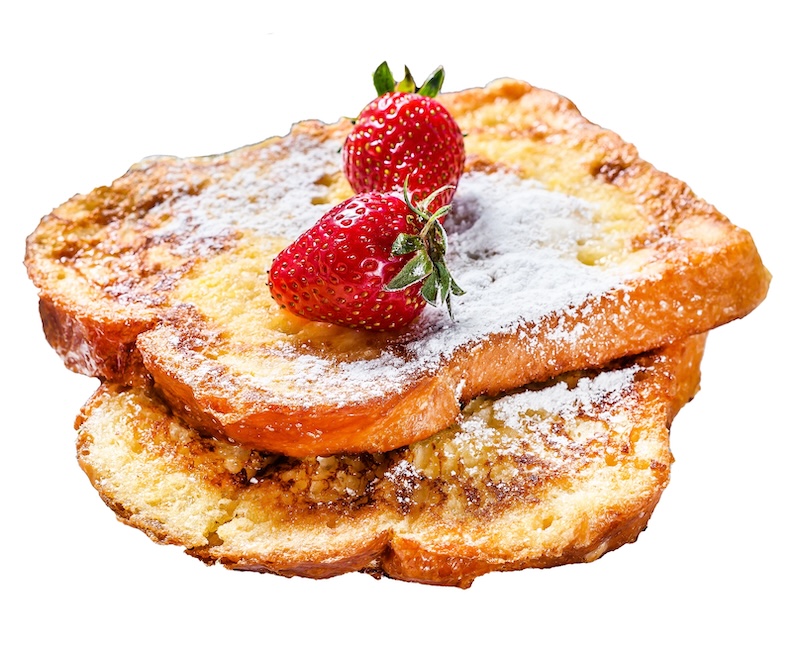 French toast garnished with strawberries