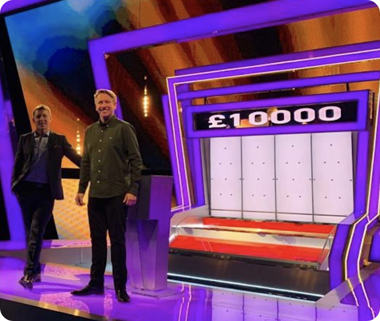 Dan Farmer pictured on the set of Tipping Point with presenter Ben Shephard