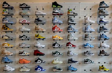 Display of shoes in shop
