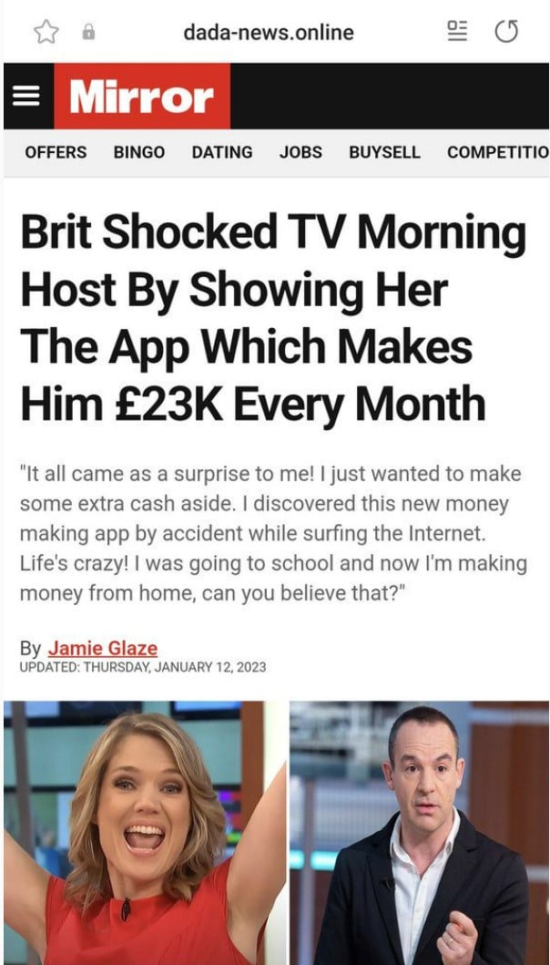 Fake 'Martin Lewis' suggesting he is promoting a particular app.