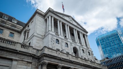 Front of the Bank of England in central London.