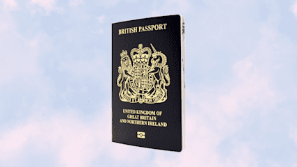 A British passport, of the United Kingdom of Great Britain and Northern Ireland.