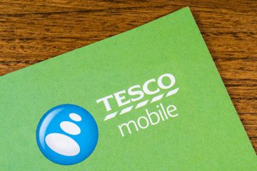 Green piece of paper with Tesco Mobile written on it