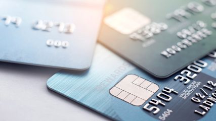 Three credit cards overlapping