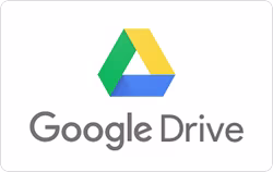 Google Drive logo, which is a green, yellow and blue triangle above 'Google Drive' in grey lettering.