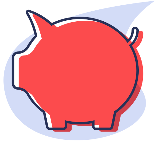 Illustration of a red piggy bank