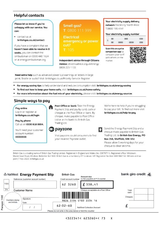 British Gas Sample Bill Page 3