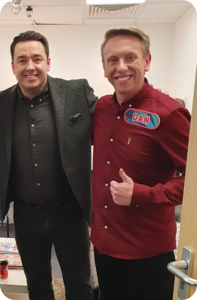 Dan Farmer pictured with Jason Manford backstage