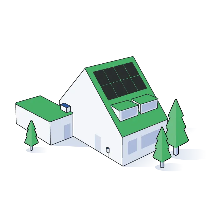 Illustratie 3D-model van een duurzaam huis met zonnepanelen