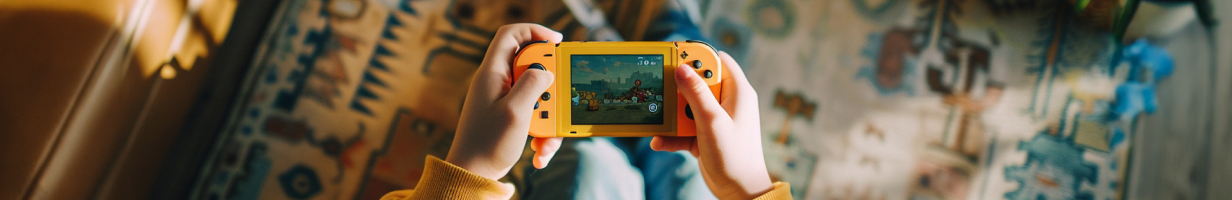 Console de jeu nintendo dans les mains d'un enfant