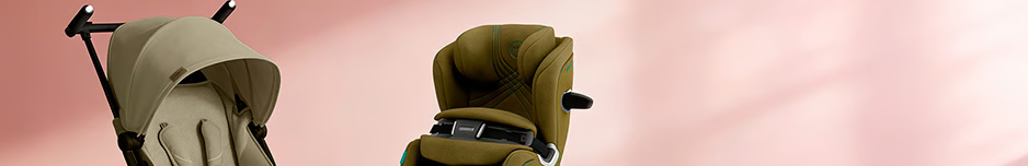 Poussettes et siège auto de marque Cybex.
