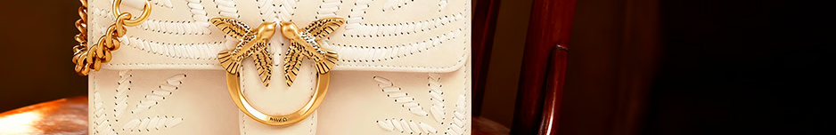 Sac bandoulière Pinko blanc, détails dorés.