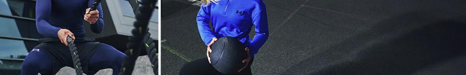 Deux sportifs habillés en Under Armour.