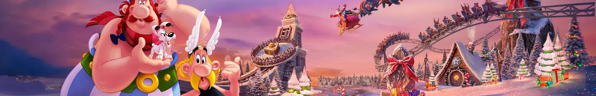 Astérix et Obélix au Parc Astérix de Paris pour Noël.