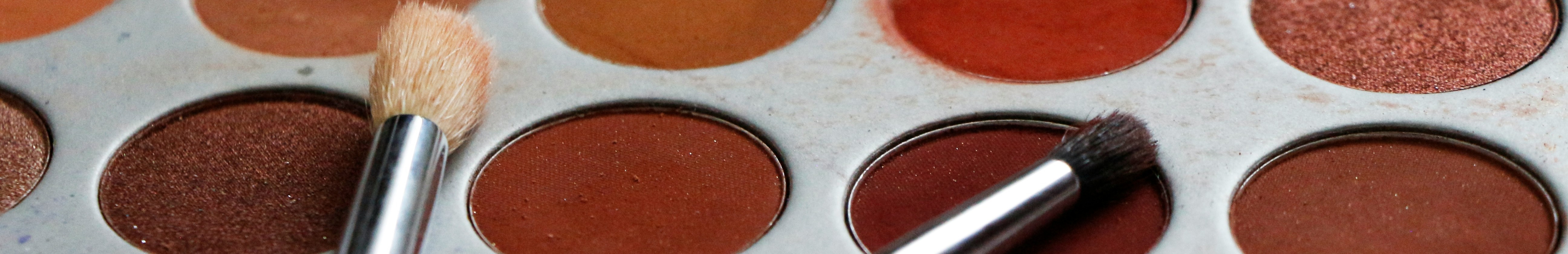 Palette de maquillage nude avec pinceaux.