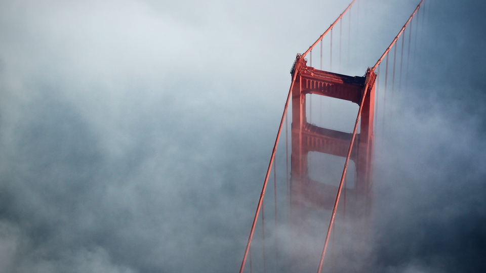 Golden Gate Bridge in the clouds