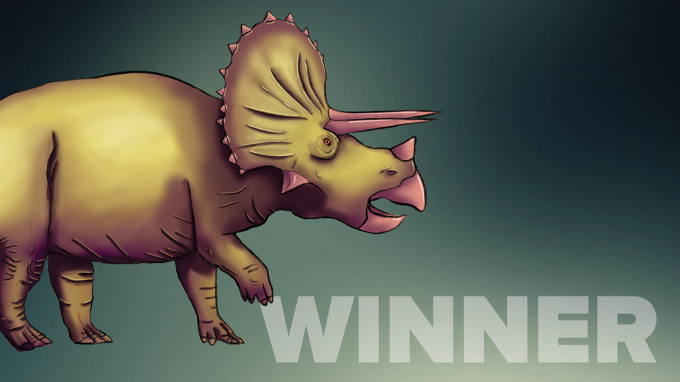 Illustration of Triceratops with stepping on winner