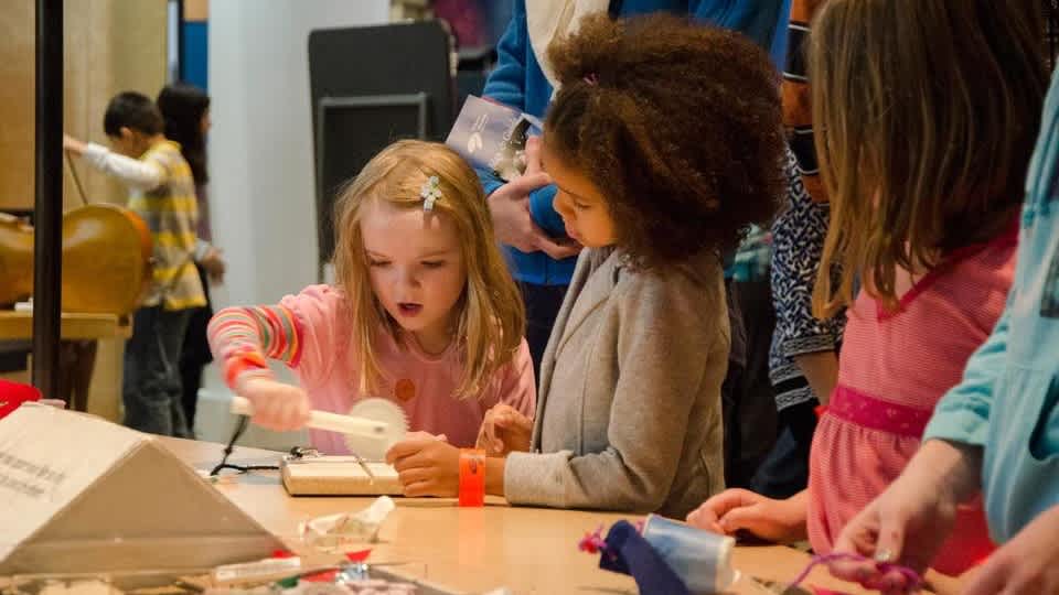 Young visitors experimenting in the Engineering Studio. 