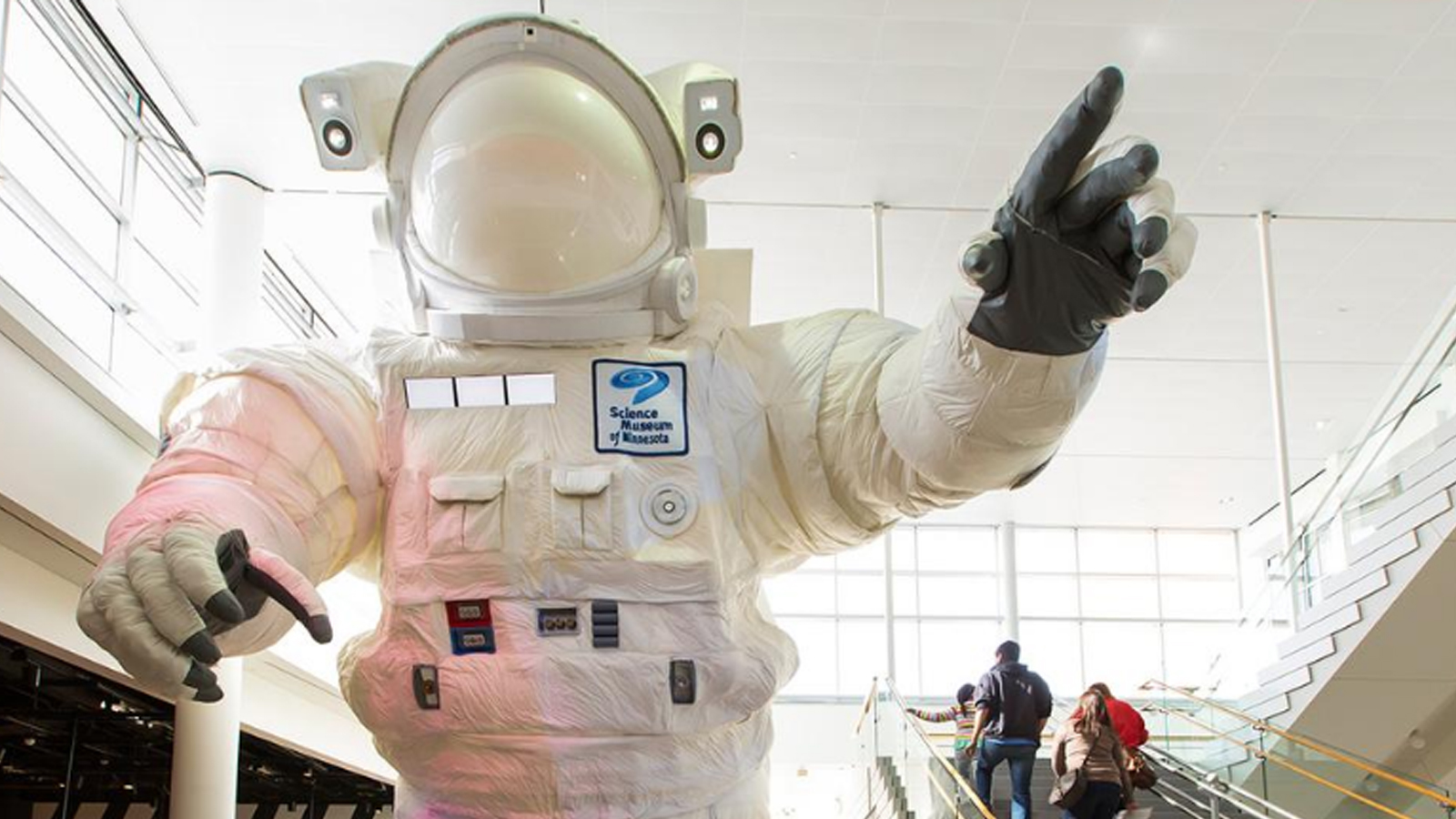 Giant astronaut in the middle of the museum.