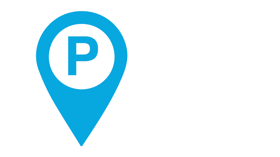 Icon of a letter "P" on top of a map pin icon. 