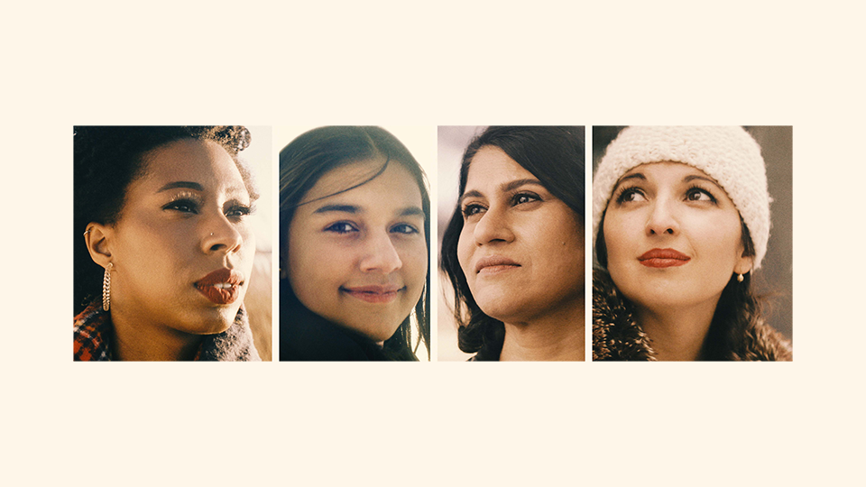 Four images (headshots) of women featured in the Not the Science Type video. 