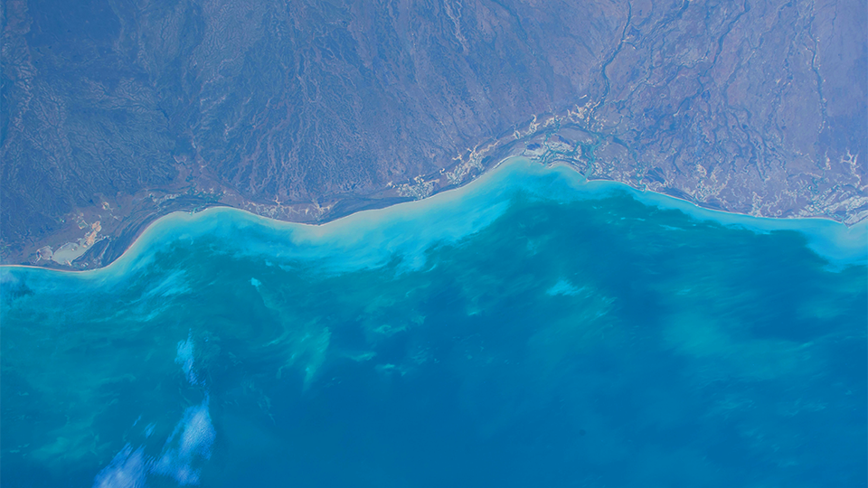 Satellite image of a coastline. 