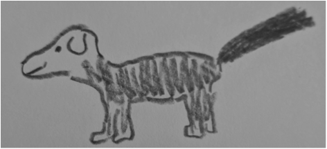 A hand-drawn image of a dog