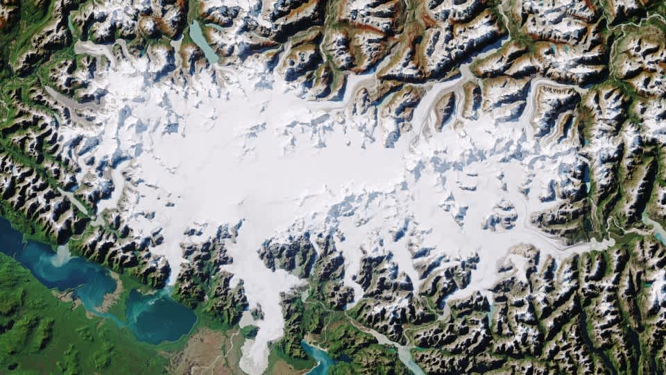 Aerial view of polar ice caps 
