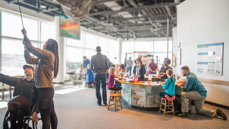 People having fun in the Mississippi River Gallery