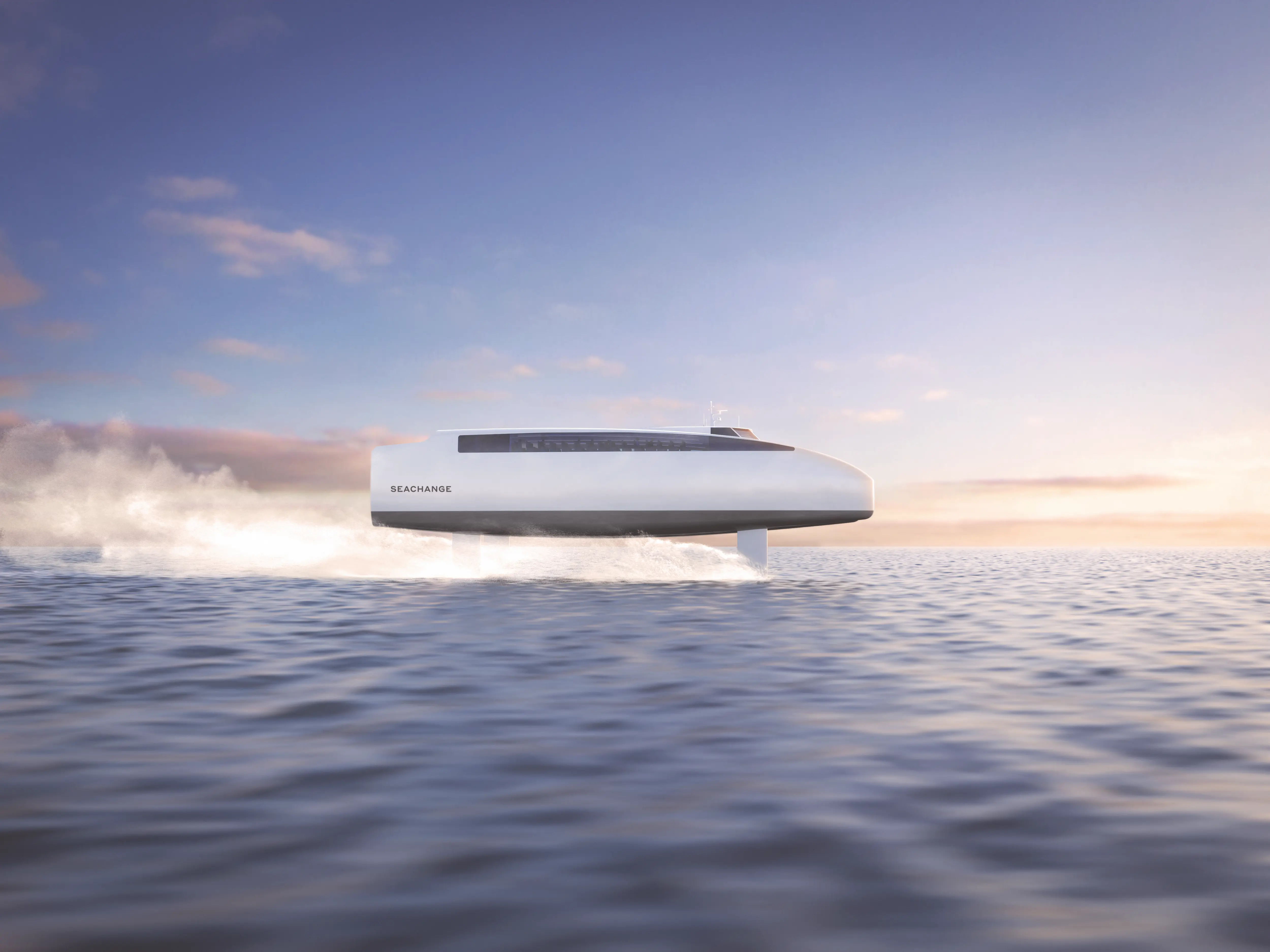 Computer render of the Seachange hydrofoiling ferry