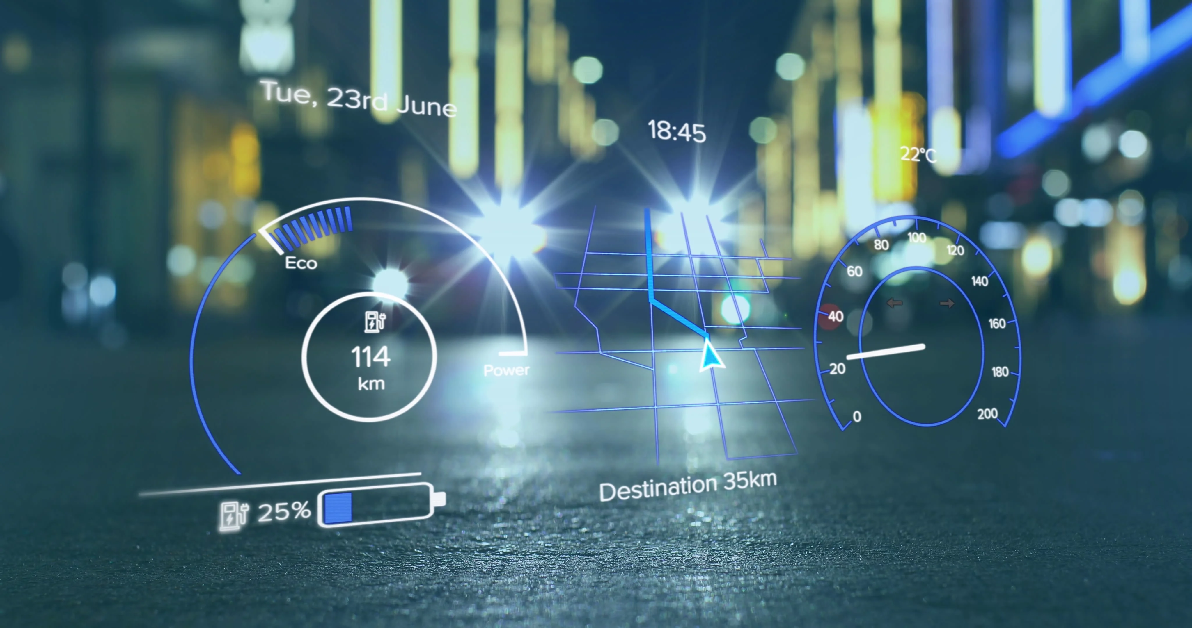 Animation des Fahrzeugdisplays