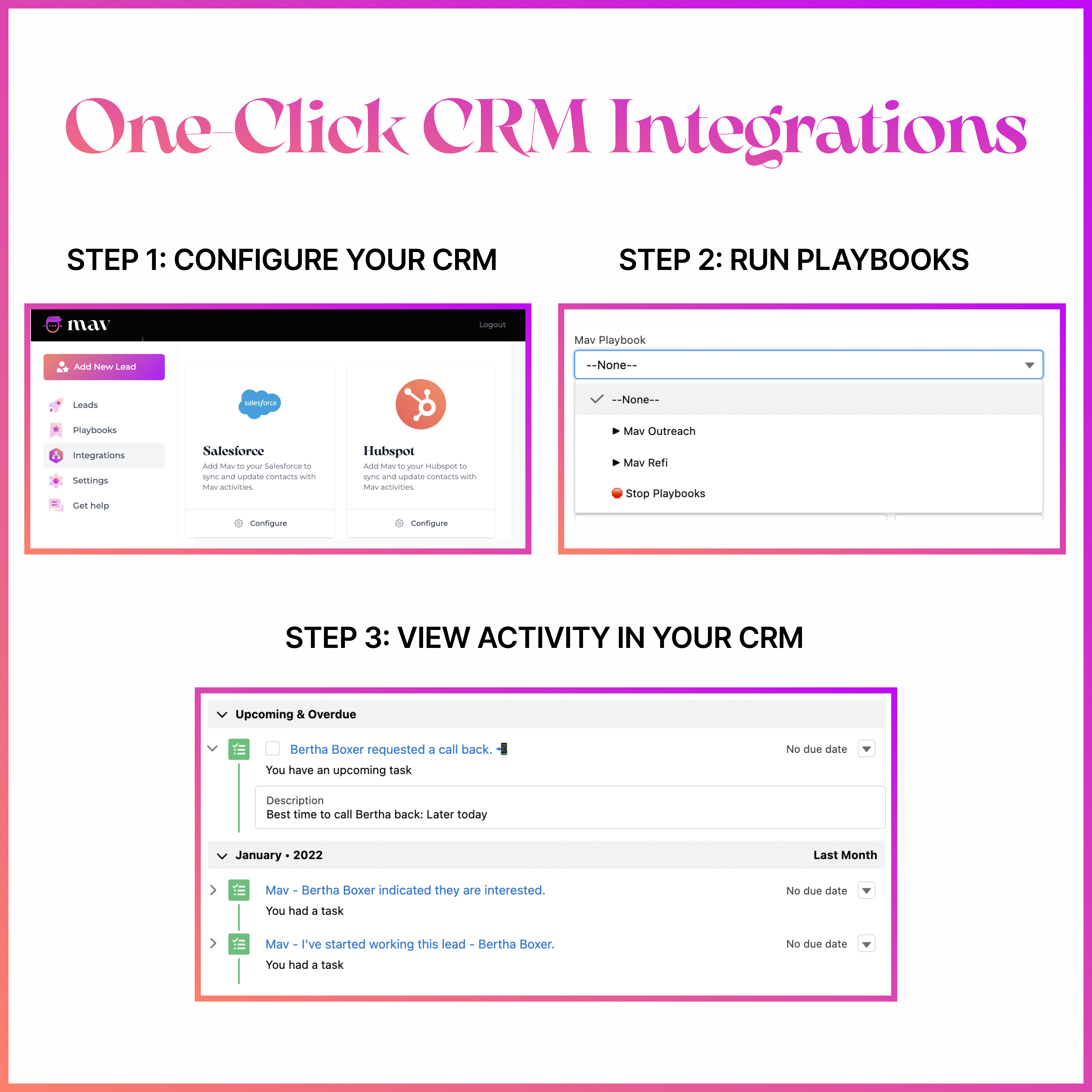Mav CRM integrations