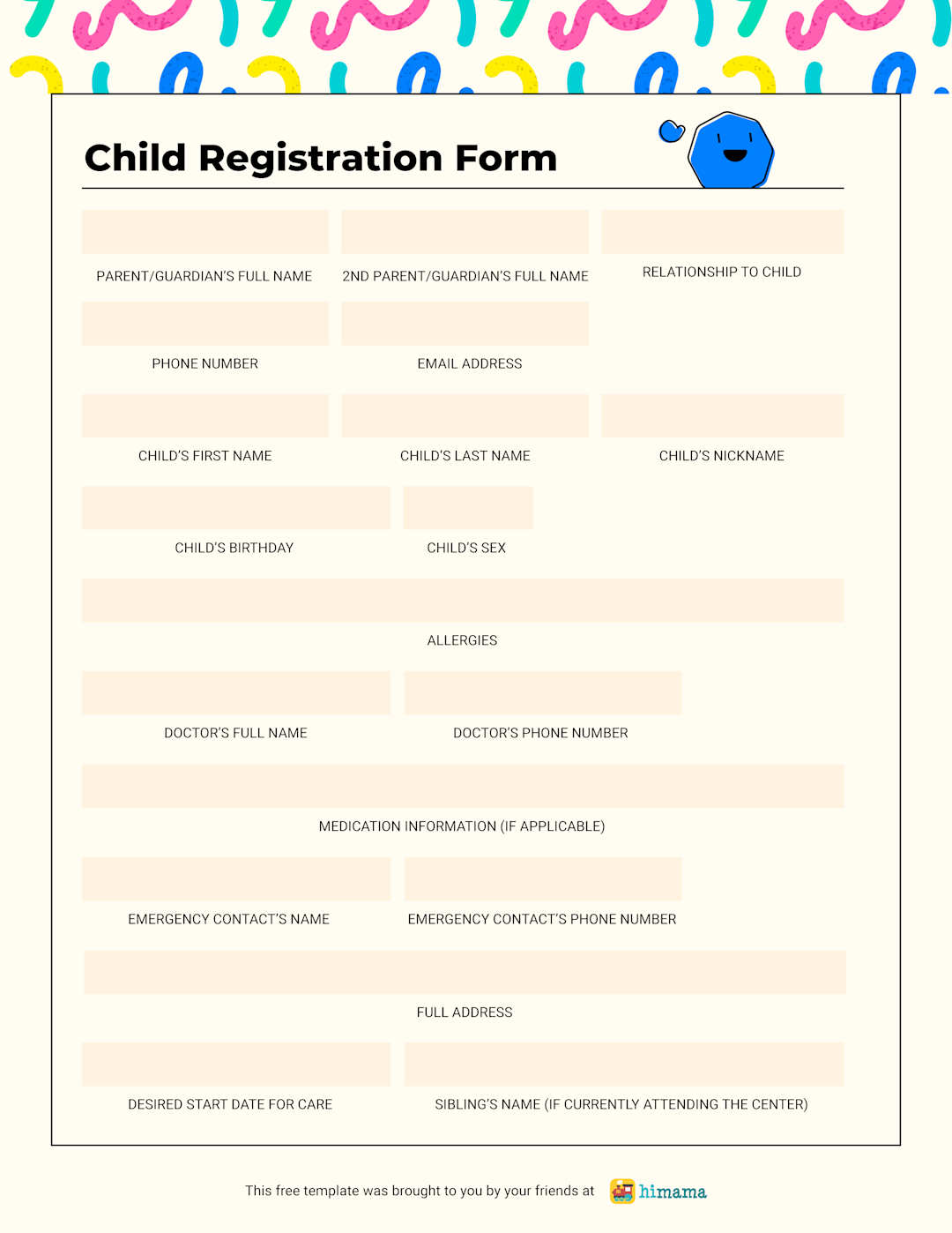 Childcare Registration Form | Templates | Lillio