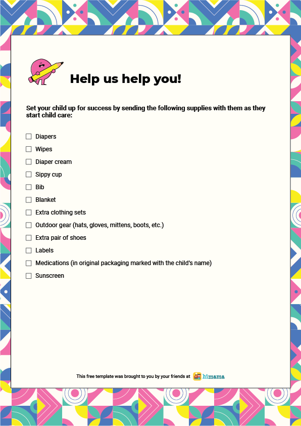Daycare Supplies List Templates Lillio Daycare Supplies List Templates Lillio